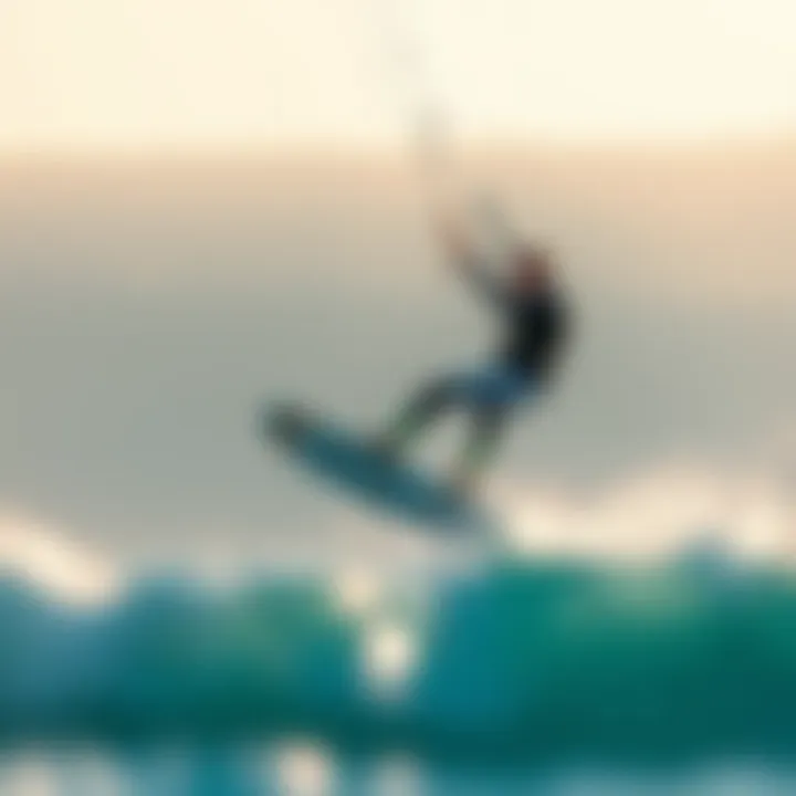 An aerial shot showcasing a kiteboarder in action while utilizing tracking technology.