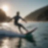 A hydro foil surfboard gliding above water