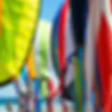 Vibrant display of various sport kites