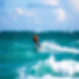 Kiteboarder soaring over the waves in Miami