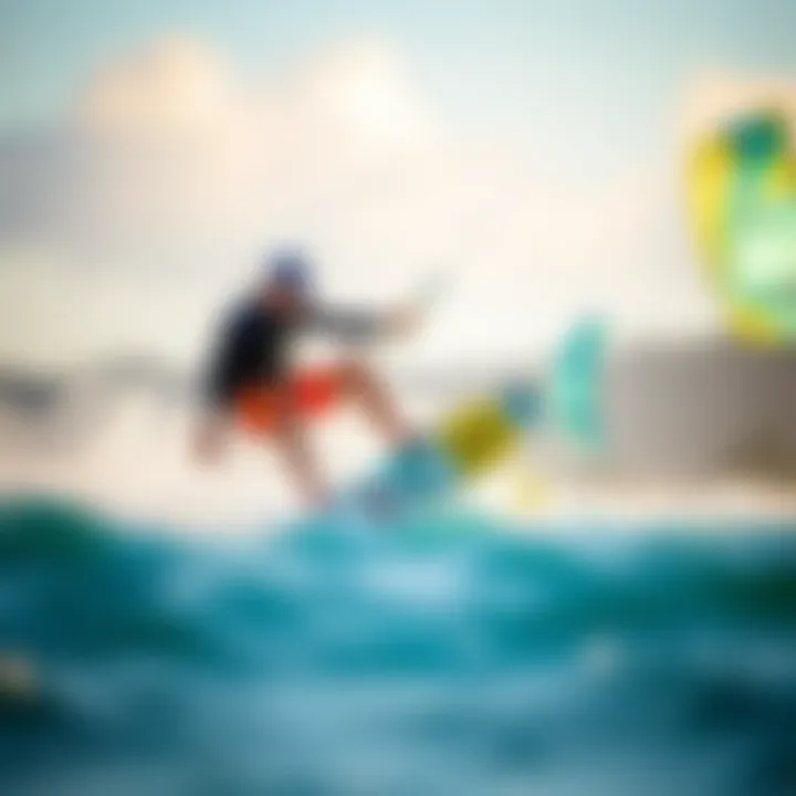 Dynamic motion shot of a team member performing a trick on the water, demonstrating skill and creativity.