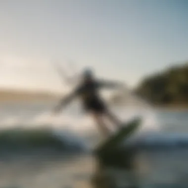 Kiteboarder expertly maneuvering the Appletree foilboard on water