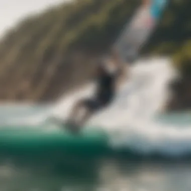 Dynamic action shot of kiteboarding with Axis Kiteboards