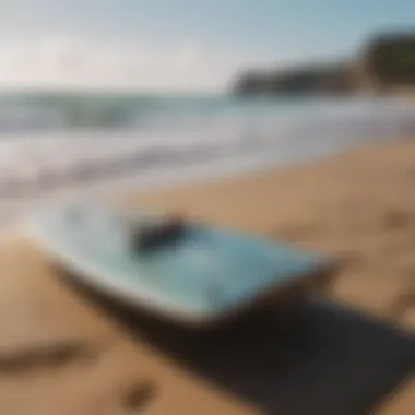 A beginner foil board setup on the beach