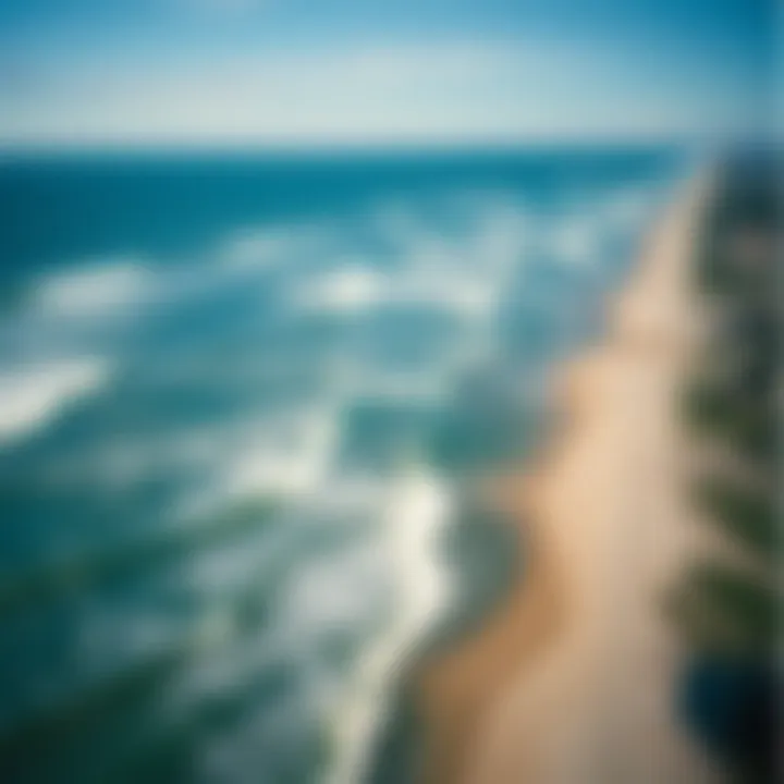 An aerial view of Beverly coastline showcasing optimal kiteboarding conditions.