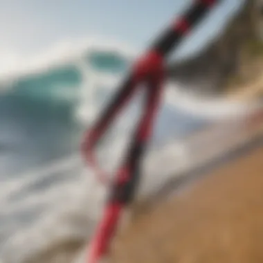 Close-up view of a bungee waist leash showcasing its elasticity and construction