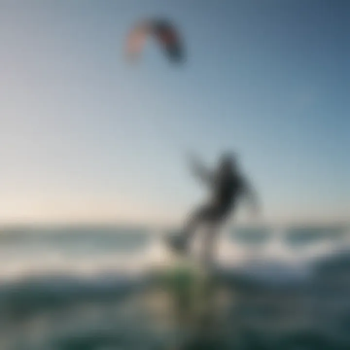 A kiteboarder using the Cabrinha bar in action on the water