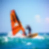 Cabrinha Wing Board in Action Dynamic action shot of the Cabrinha Wing Board in use on a vibrant ocean