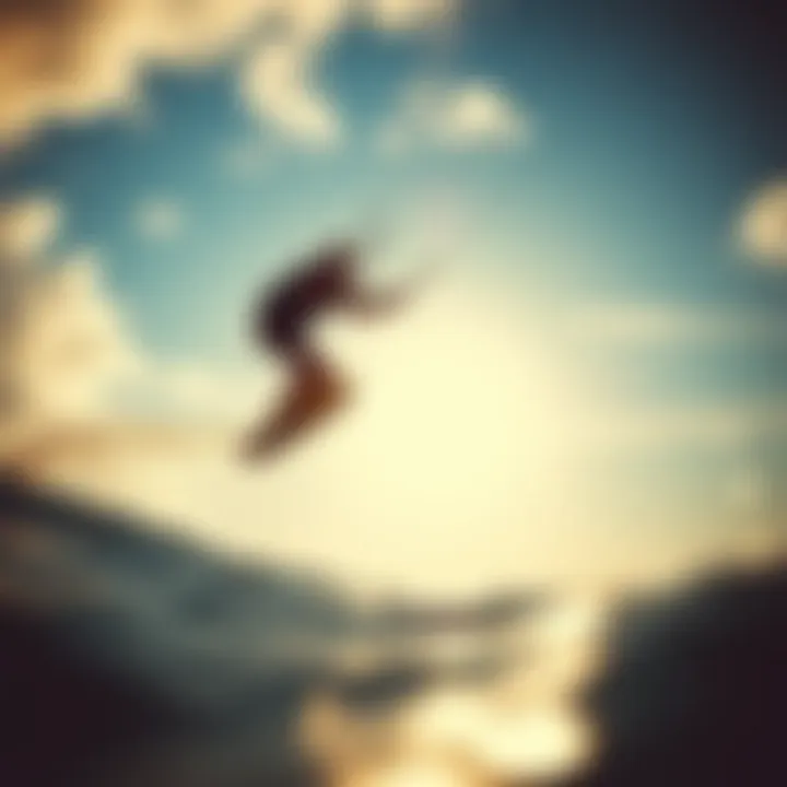 Dynamic Kiteboarding at Champs Santa Maria Kiteboarder soaring through the vibrant sky at Champs Santa Maria