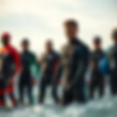 A selection of wetsuits in various thicknesses and styles