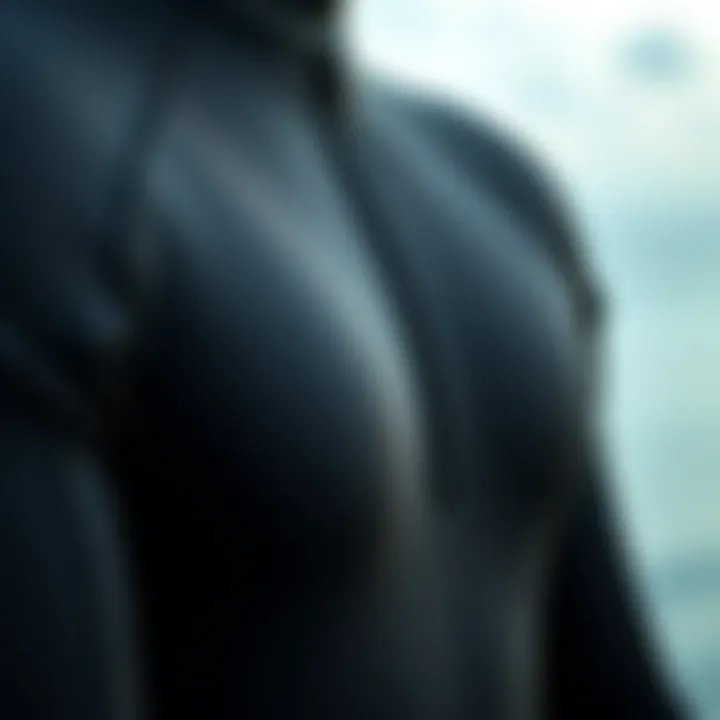 Close-up of wetsuit material showcasing flexibility and durability