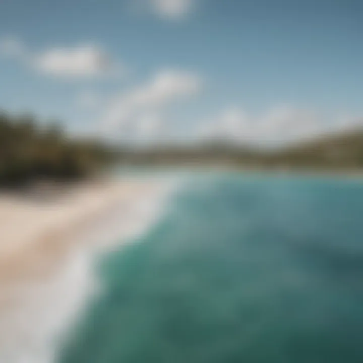 A panoramic view of Coconut Bay Beach showcasing its kiteboarding conditions.