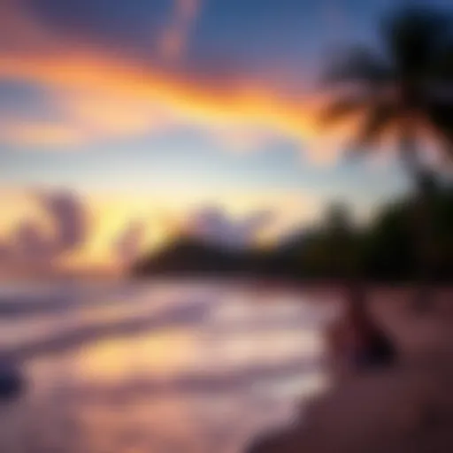 Stunning view of Coconut Bay Beach at sunset