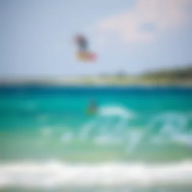 Kiteboarders gliding over the sparkling waters of Coconut Bay