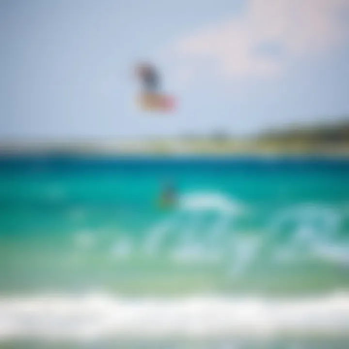 Kiteboarders gliding over the sparkling waters of Coconut Bay