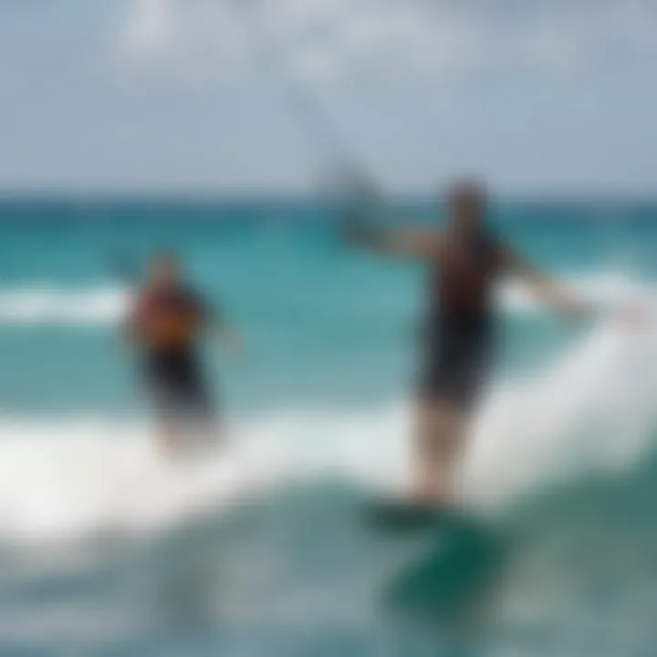 Instructor mentoring a student on safe kiteboarding techniques