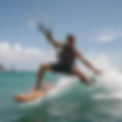 Kiteboarder harnessing the wind on Oahu's vibrant shores