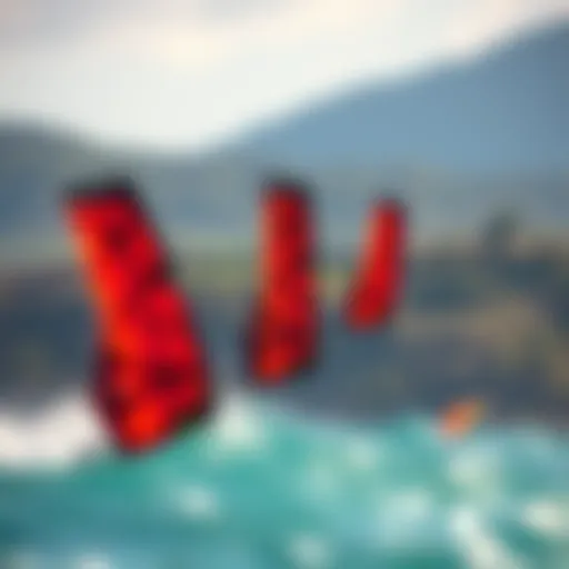 Detailed illustration of various rear wing designs used in kiteboarding