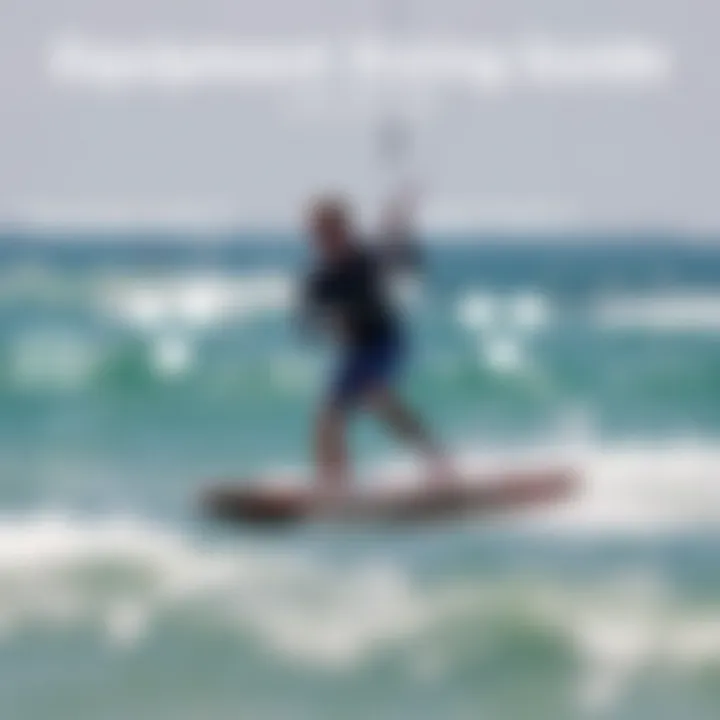 Kitesurfing Equipment Sizing Guide An infographic illustrating key sizing metrics for kitesurfing equipment