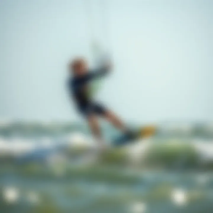 Kiteboarder showcasing advanced techniques while using a foil board
