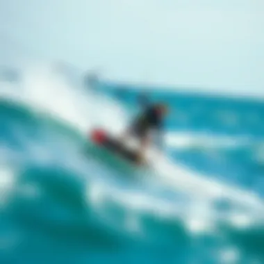 A kiteboarder expertly navigating the waves