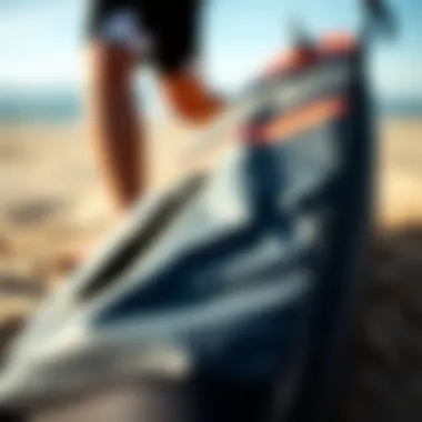 Close-up of durable material used in kitesurf board bags