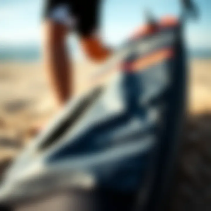 Close-up of durable material used in kitesurf board bags