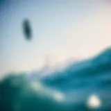 Dynamic view of a kitesurf foil board gliding over water