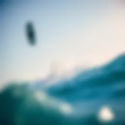 Dynamic view of a kitesurf foil board gliding over water