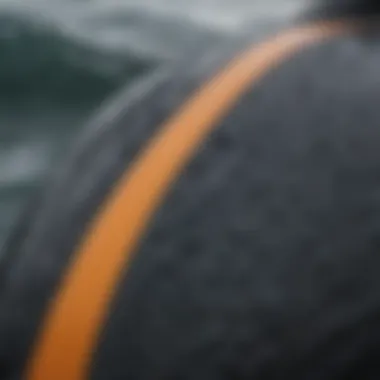 Close-up of wetsuit material showcasing flexibility and texture