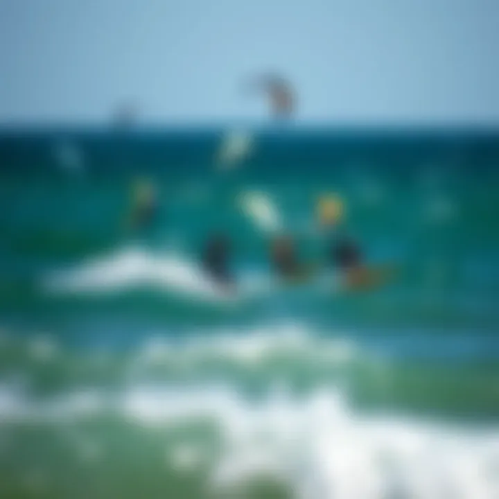 Group of Kite Surfers in Action A group of kite surfers enjoying the waves