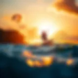 A breathtaking kite surfing scene at sunset