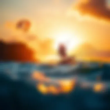 Kite Surfing at Sunset A breathtaking kite surfing scene at sunset