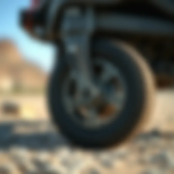 Close-up view of Dakine luggage wheel for inspection