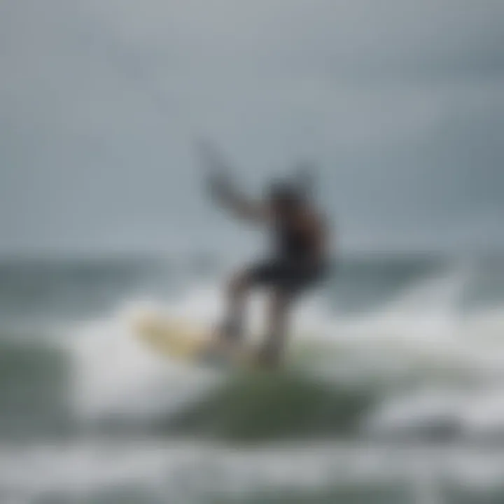 Kiteboarder navigating varying weather patterns