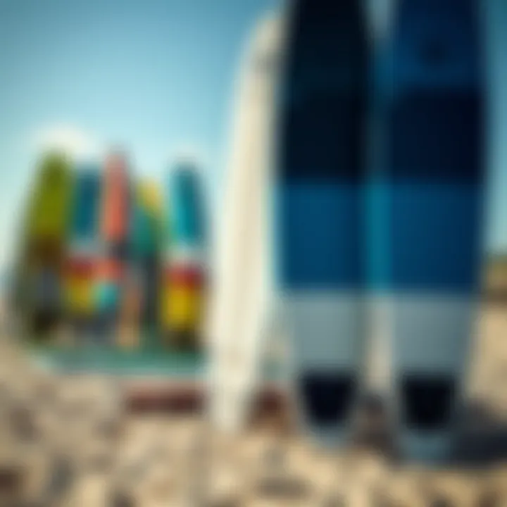 Kitesurfing Boards for Every Rider An array of kitesurfing boards displayed on the beach