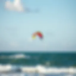 A vibrant kitesurfing kite soaring in the sky