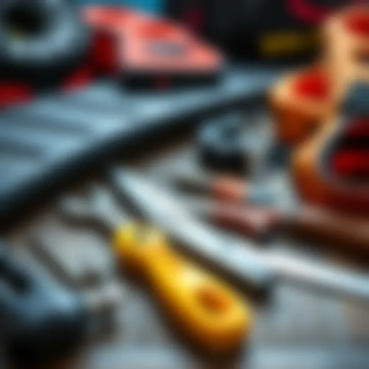 Essential Maintenance Tools for Kitesurfing Gear Maintenance tools laid out for kitesurfing gear upkeep