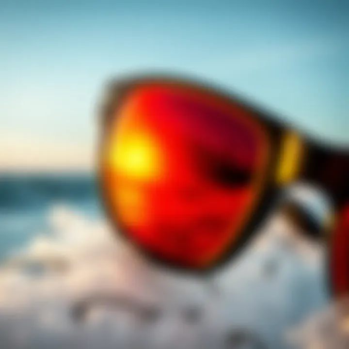 Close-up of polarized lenses reflecting sunlight