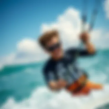 Kitesurfer wearing stylish sunglasses during a session