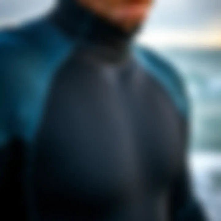 Wetsuit Material Features Close-up of wetsuit material highlighting flexibility and comfort