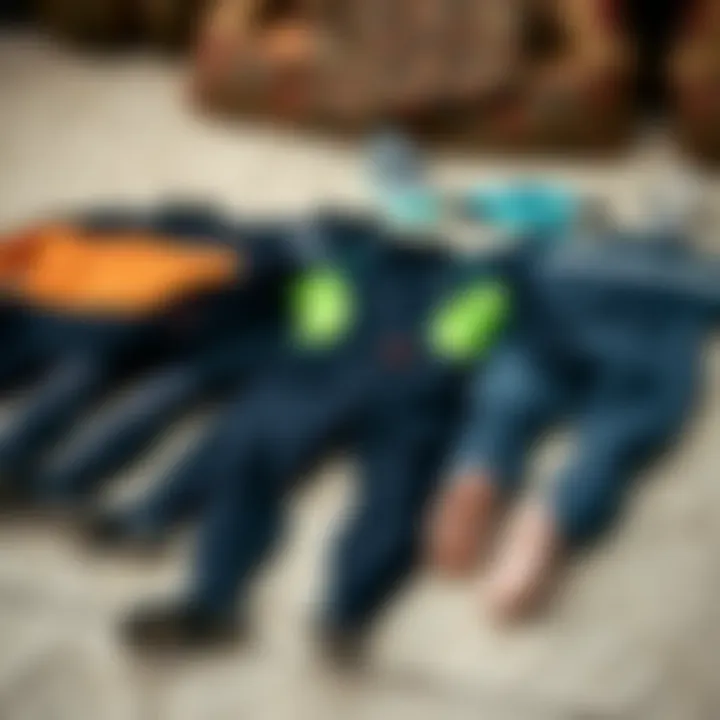 Comparing Wetsuit Styles A range of wetsuit styles laid out for comparison