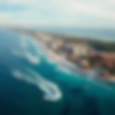 An aerial view showcasing the best kiteboarding spots in Cancun