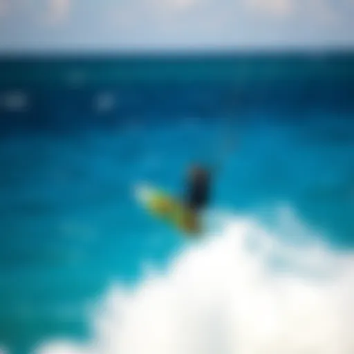 Gliding Over Cancun's Azure Waters A kiteboarder gliding over the azure waters of Cancun