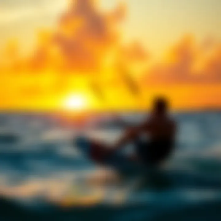 A stunning sunset view from a popular kiteboarding location