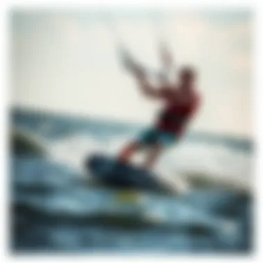 Dynamic Action Shot of Kiteboarding with Carbon Ultra Kiteboarder performing a maneuver on water with Carbon Ultra gear