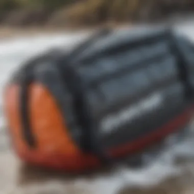 Close-up of a Dakine bag highlighting its durable material and stitching details.