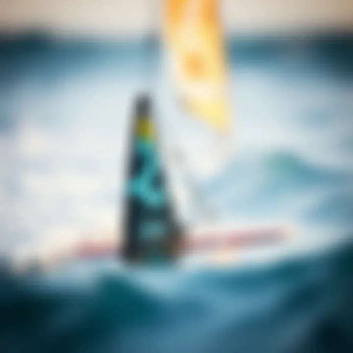 A close-up view of a duotone foil showcasing its sleek design and fin structure