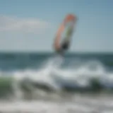 Vibrant kiteboarders enjoying a sunny day at Flagler Beach