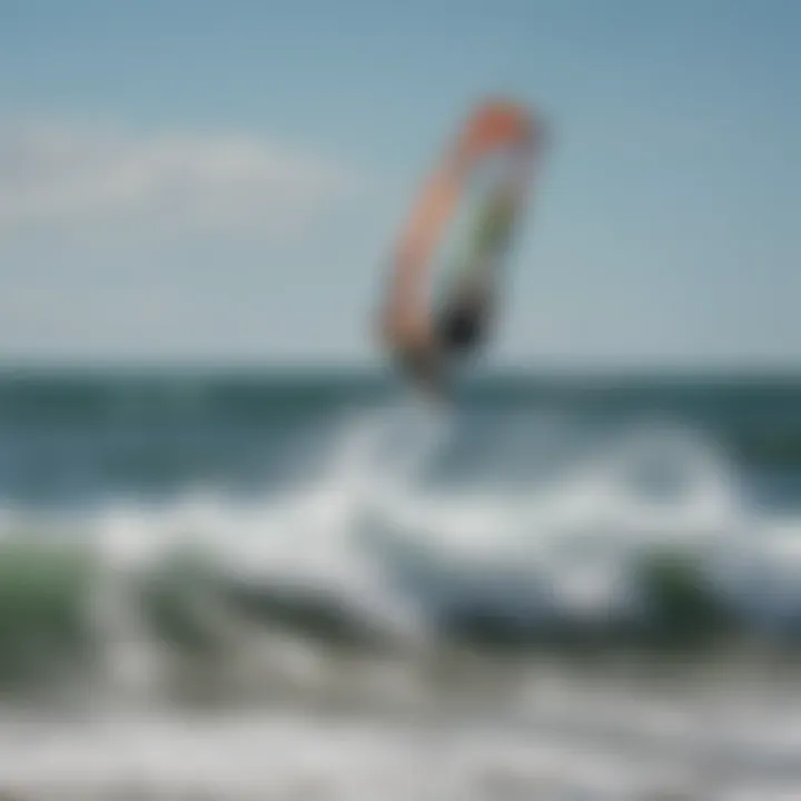 Vibrant kiteboarders enjoying a sunny day at Flagler Beach